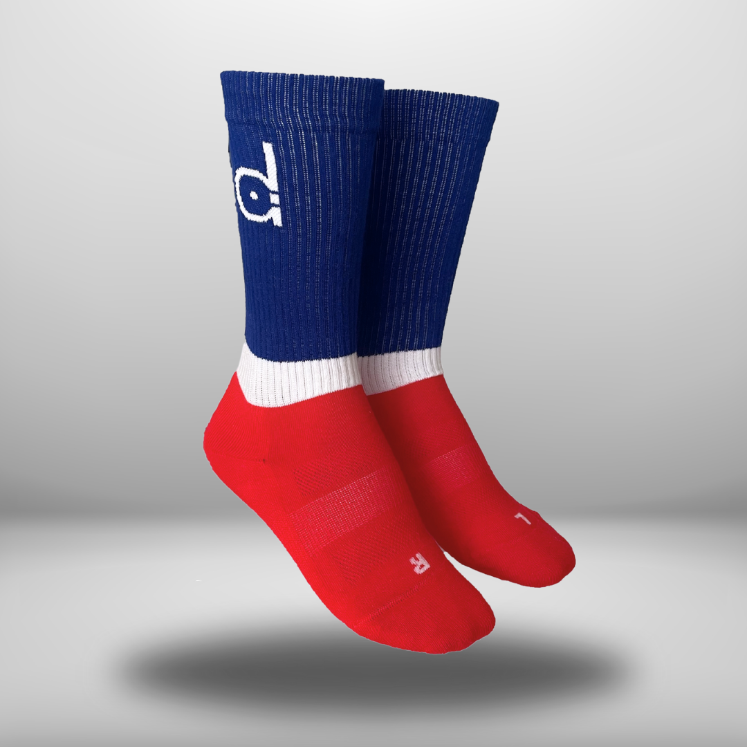Golfsocke Performance aus Bio-Baumwolle hergestellt in Deutschland - blue to red