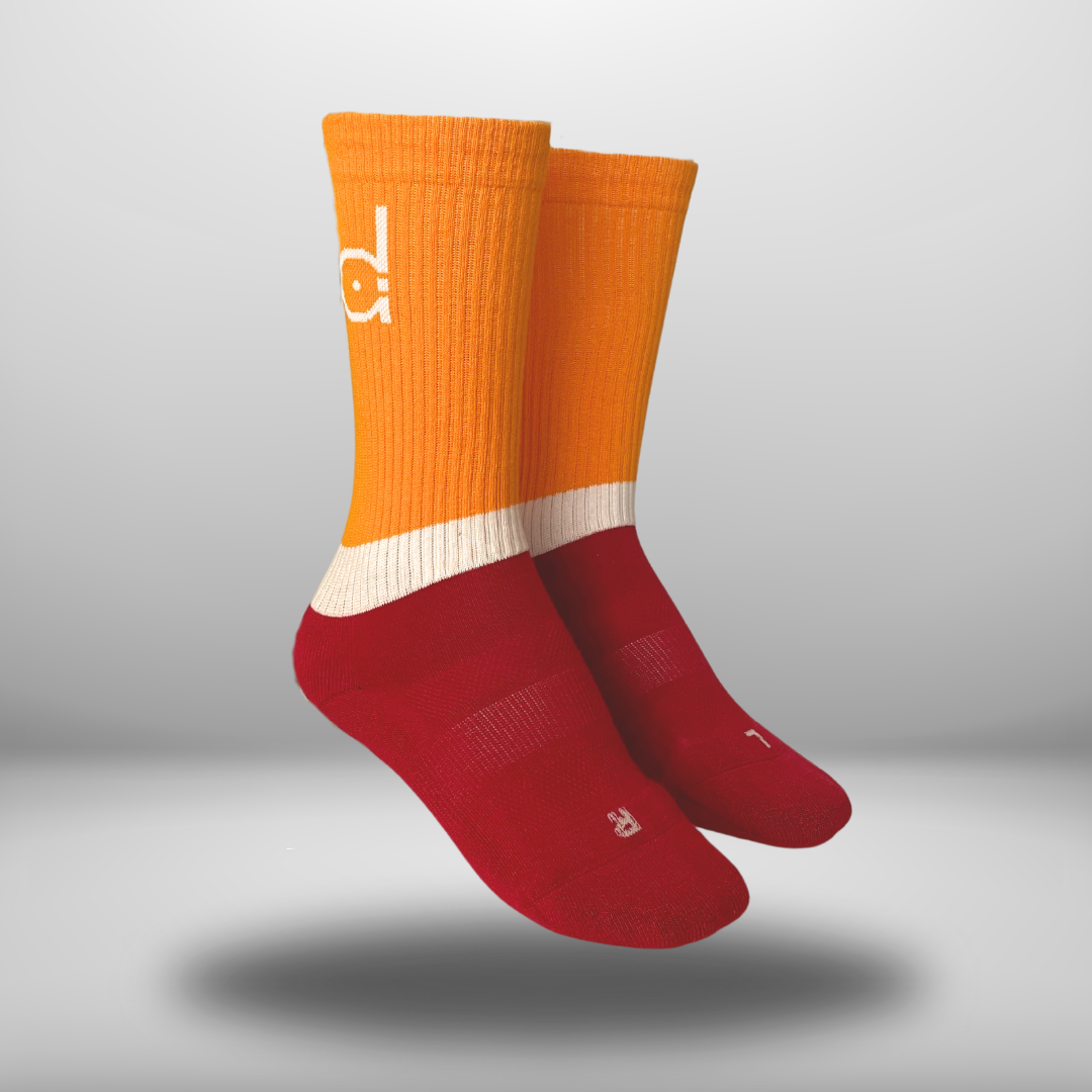 Golfsocke Performance aus Bio-Baumwolle hergestellt in Deutschland - orange to red