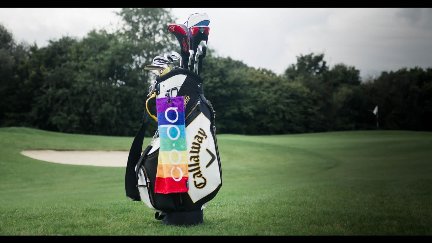 Golfhandtuch Frottee hergestellt in Deutschland rainbow