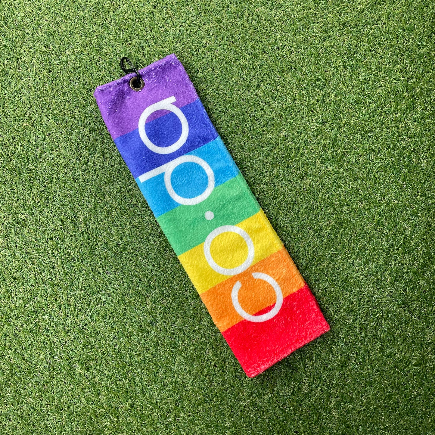 Golfhandtuch Frottee hergestellt in Deutschland rainbow