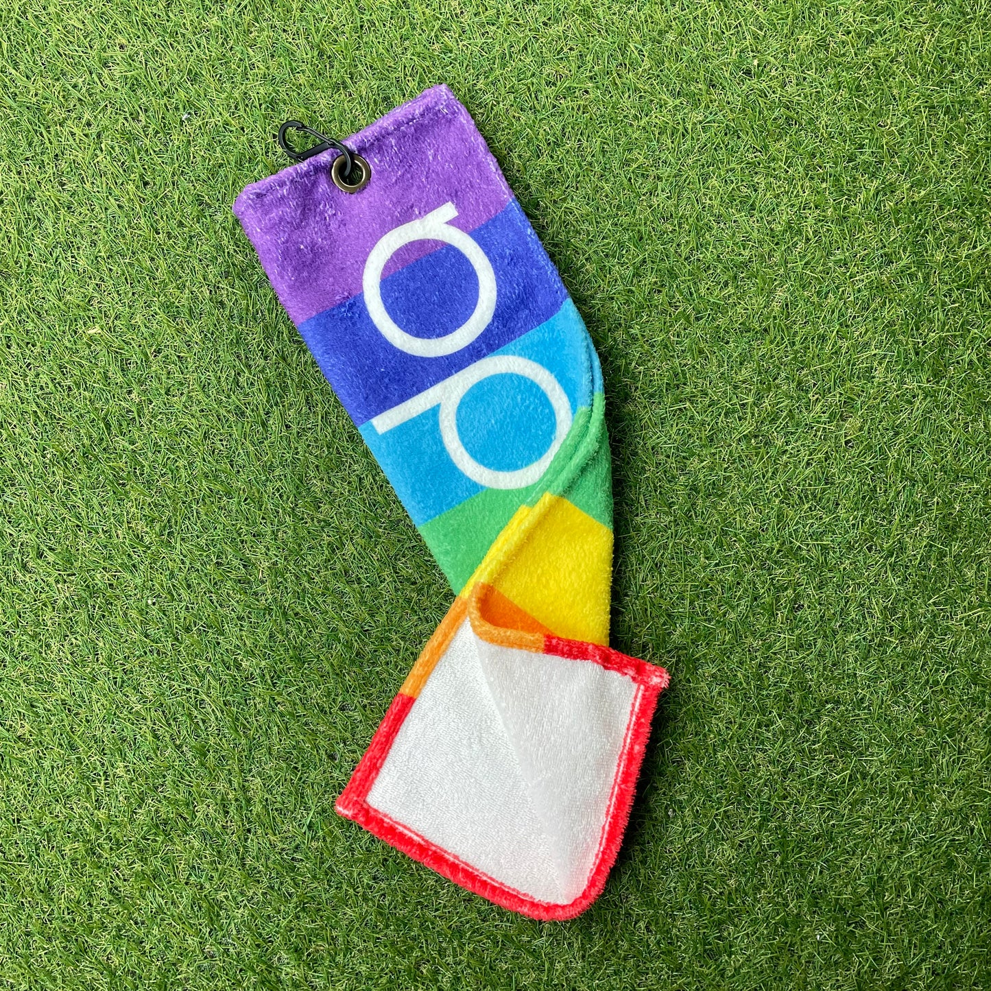 Golfhandtuch Frottee hergestellt in Deutschland rainbow